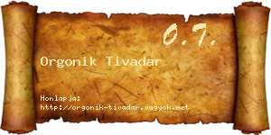 Orgonik Tivadar névjegykártya